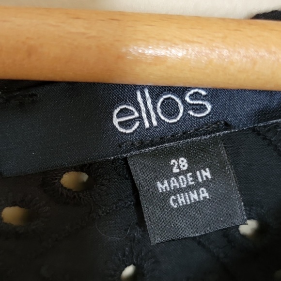 Ellos | Black Eyelet Lace Short Sleeve Scalloped Top - Picture 4 of 4